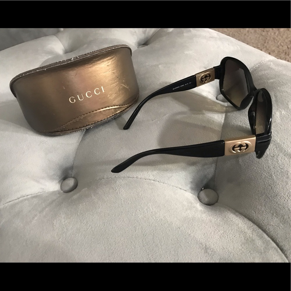 Gucci black and gold sunglasses